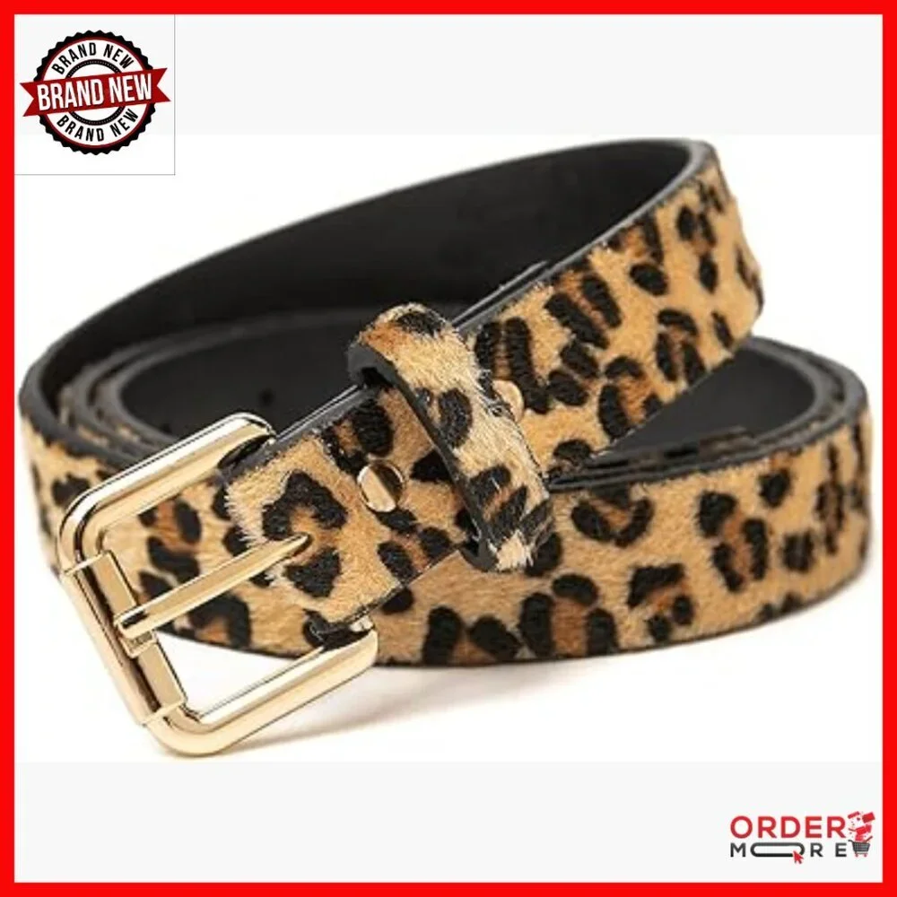 Adjustable PU Leather Belt with Alloy Buckle for Pants Jeans Dresses